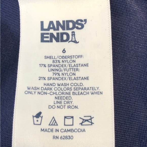 NEW - LANDS’ END Blue & White Crossover V-Neck One Piece Tank Swim Dress Size 6 - Picture 8 of 8